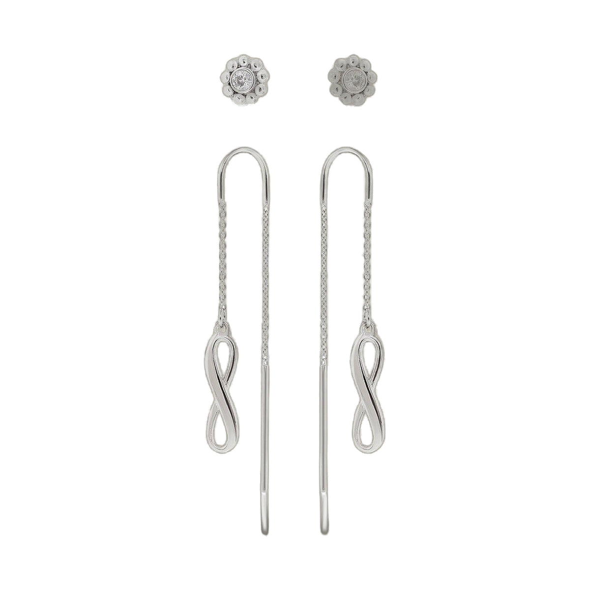 Sydney Leigh Infinity Earrings by Lauren G Adams, silver-tone stud and drop earrings set of 4 on Tampa Home & Garden Store