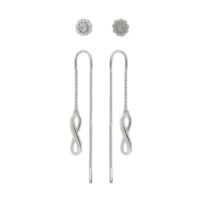 Sydney Leigh Infinity Earrings by Lauren G Adams, silver-tone stud and drop earrings set of 4 on Tampa Home & Garden Store