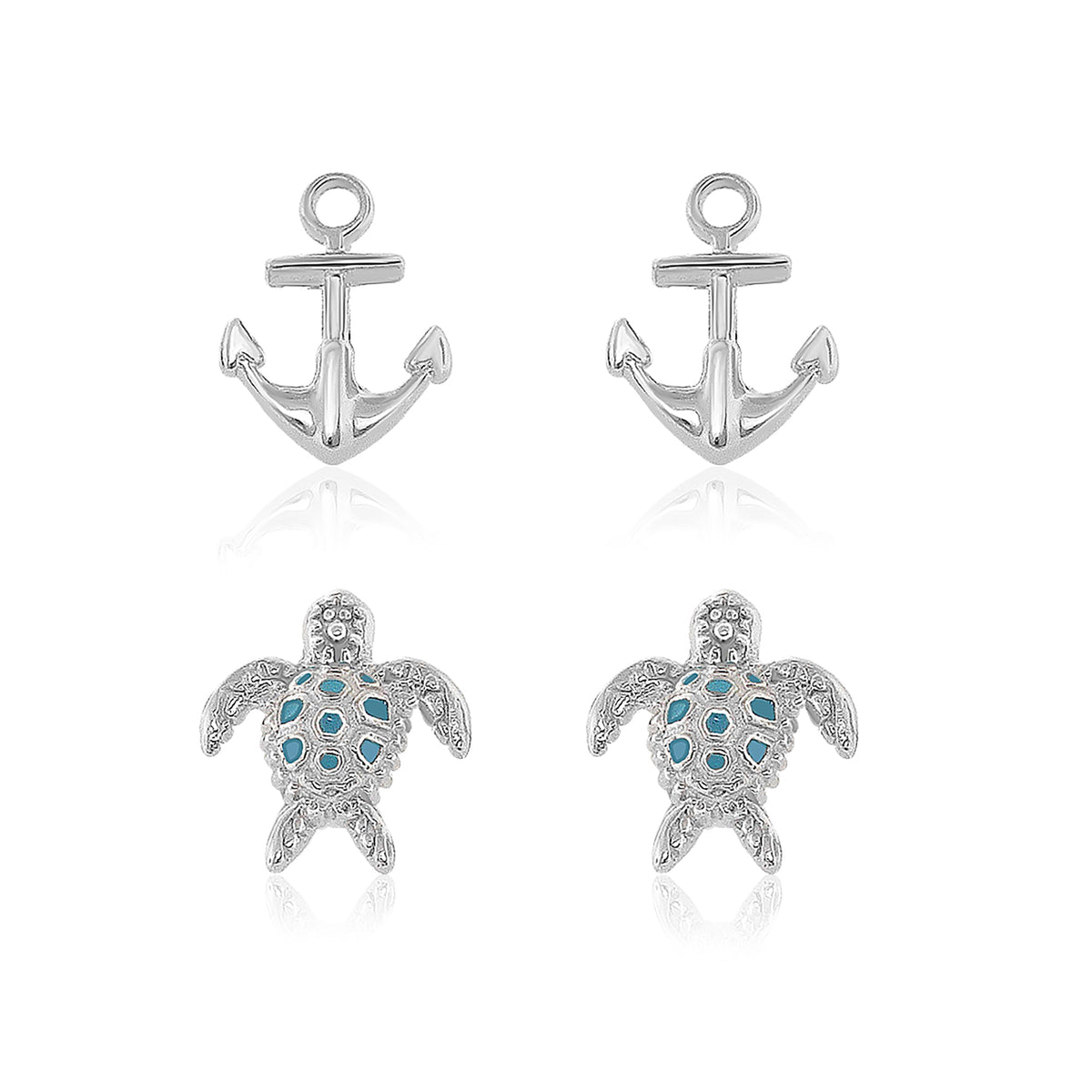 Sydney Leigh Anchor & Turtle Earrings set of 2 by LG Adams, turquoise accents on Tampa Home & Garden Store