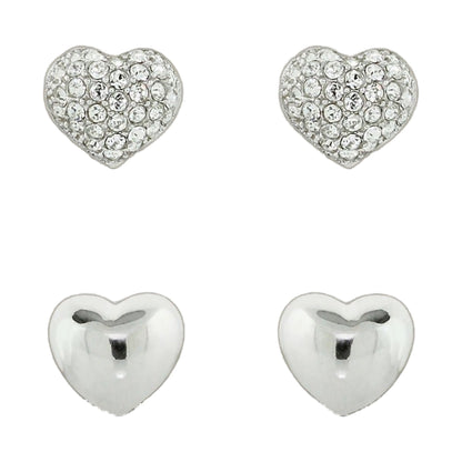 Sydney Leigh Heart Earrings set of 2 by Lauren G Adams, silver pavé crystal hearts on Tampa Home & Garden Store