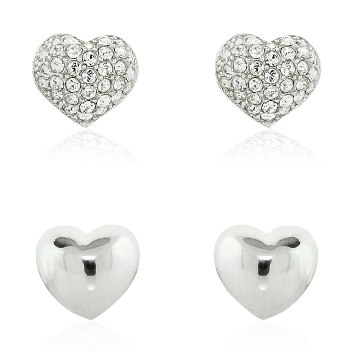 Sydney Leigh Heart Earrings: rhinestone and silver heart studs, two pairs by Lauren G Adams on Tampa Home & Garden Store