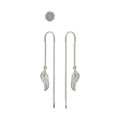 Sydney Leigh Feather Earrings: silver-tone feather pendants on chains with ear wires on Tampa Home & Garden Store