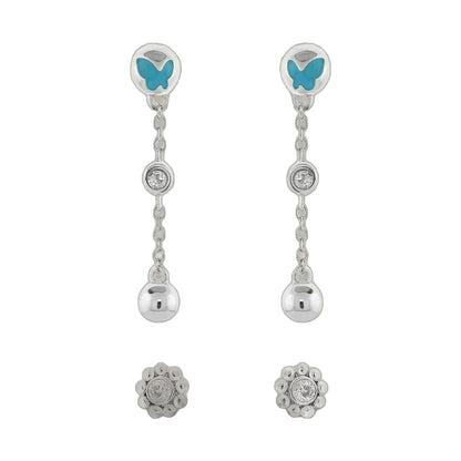 Sydney Leigh Butterfly Earrings by Lauren G Adams blue enamel on silver chain 2 on Tampa Home & Garden Store