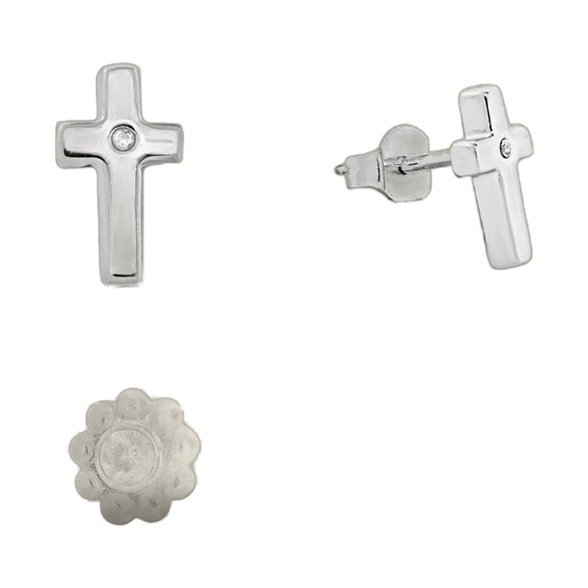 Sydney Leigh Cross Earrings, silver-tone with crystal center, set of 2 by Lauren G Adams on Tampa Home & Garden Store