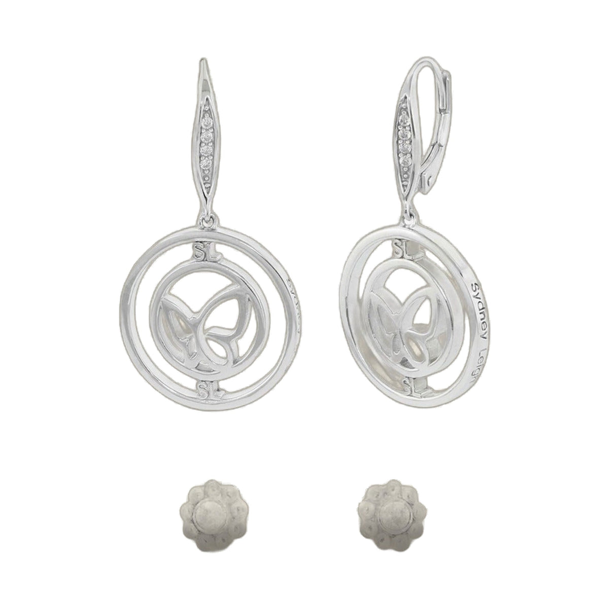 Sydney Leigh Wings Earrings by Lauren G Adams, silver drop earrings with diamond wing accents, pair on Tampa Home & Garden Store