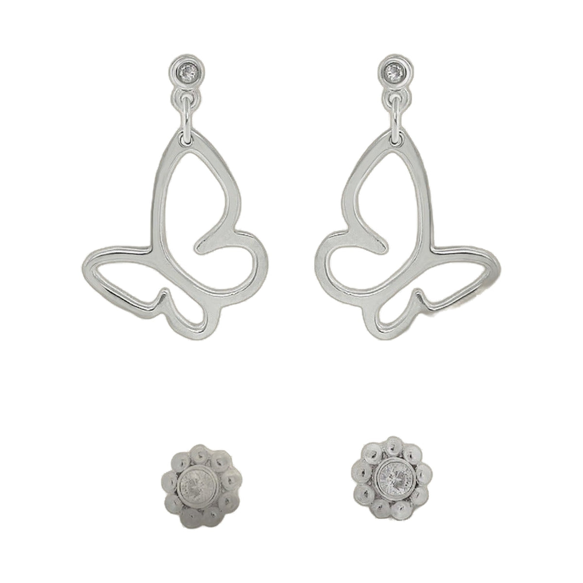 Sydney Leigh Butterfly Earrings, silver-tone openwork butterfly drops, Lauren G Adams, pair on Tampa Home & Garden Store