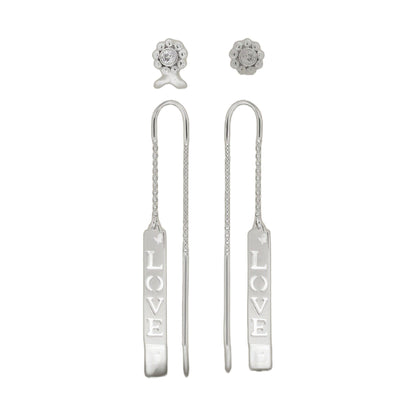 Sydney Leigh Love earrings set of 2 by Lauren G Adams; silver cluster studs and bar drop on Tampa Home & Garden Store