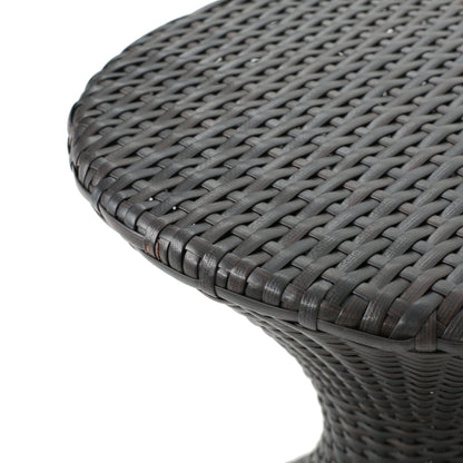 Outdoor 16 Inch Wicker Hourglass Side Table