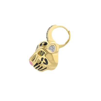 Sweet Leopard Earrings by Lauren G Adams gold-tone with black enamel leopard spots and crystal accents on Tampa Home & Garden Store