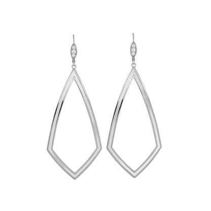 Lux Diamond Dangle Earrings by Lauren G Adams, silver-tone geometric diamond frames, pair on Tampa Home & Garden Store
