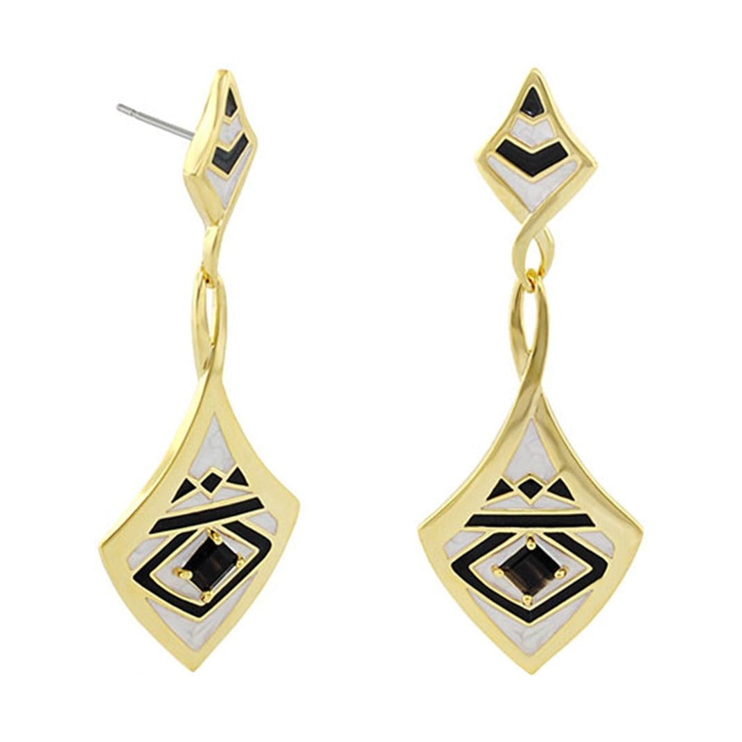 Lux Earrings by Lauren G Adams, gold-tone with black enamel accents on Tampa Home & Garden on Tampa Home & Garden Store