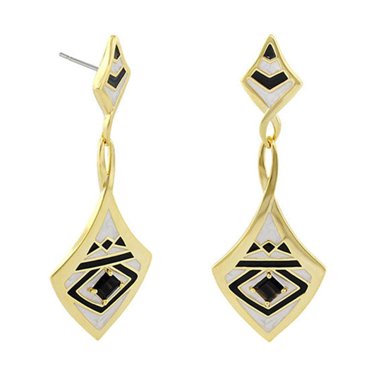 Lux Earrings by Lauren G Adams, gold-tone with black enamel accents on Tampa Home & Garden on Tampa Home & Garden Store