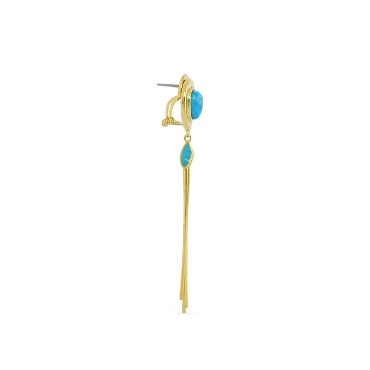 Lux Tassel Earrings gold-tone with turquoise drops and long tassel drop by Lauren G Adams on Tampa Home & Garden Store