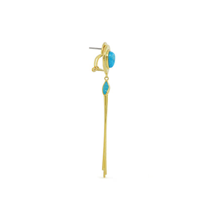 Lux Tassel Earrings gold-tone with turquoise drops and long tassel drop by Lauren G Adams on Tampa Home & Garden Store