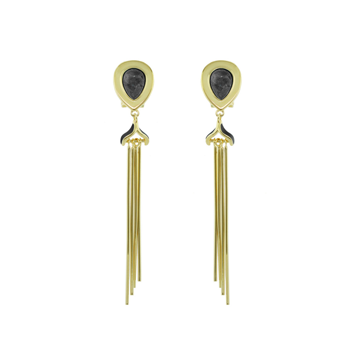 Lux Tassel Earrings pair gold-tone teardrop top with tassels Lauren G Adams on Tampa Home & Garden Store