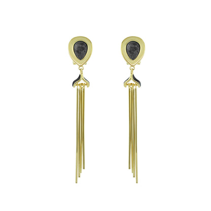Lux Tassel Earrings pair gold-tone teardrop top with tassels Lauren G Adams on Tampa Home & Garden Store