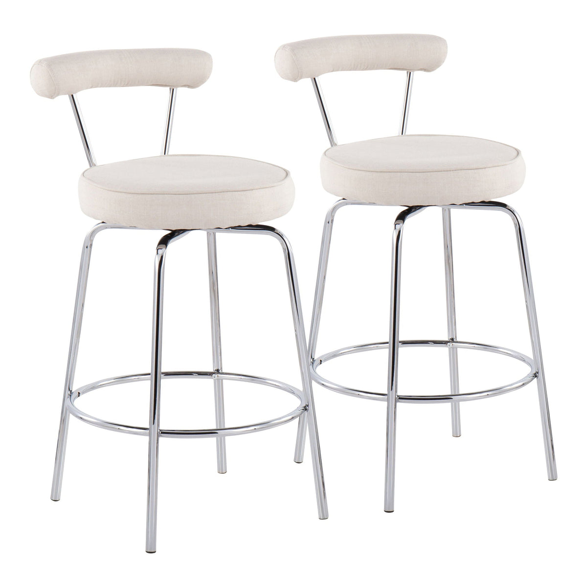 Contemporary counter stools set of 2 with beige fabric upholstery and chrome legs on Tampa Home & Garden Store
