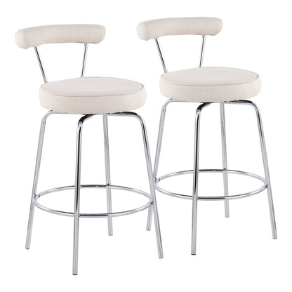 Contemporary counter stools set of 2 with beige fabric upholstery and chrome legs on Tampa Home & Garden Store