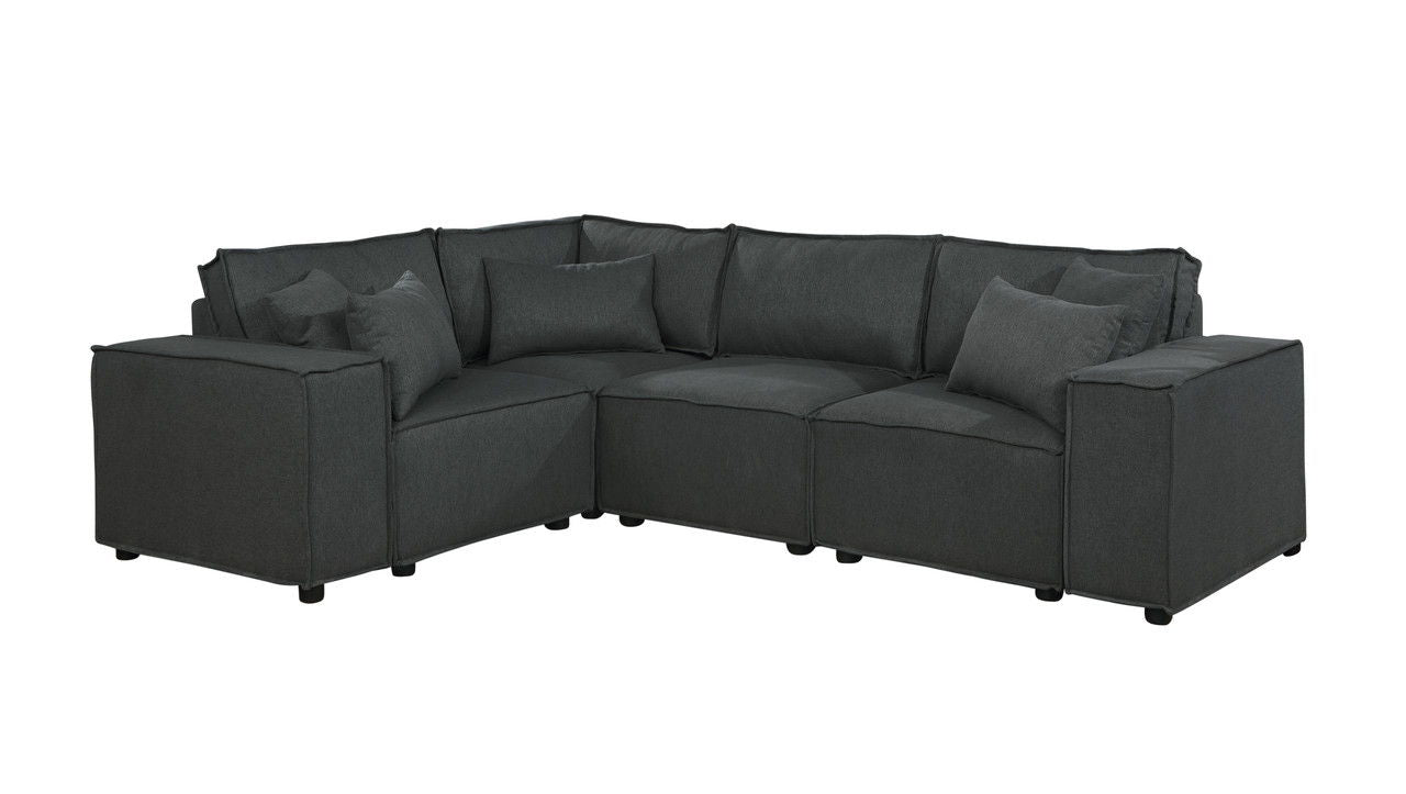 Melrose modular sectional sofa with ottoman in dark gray fabric, 2-piece HouseOfZazla set on Tampa Home & Garden Store