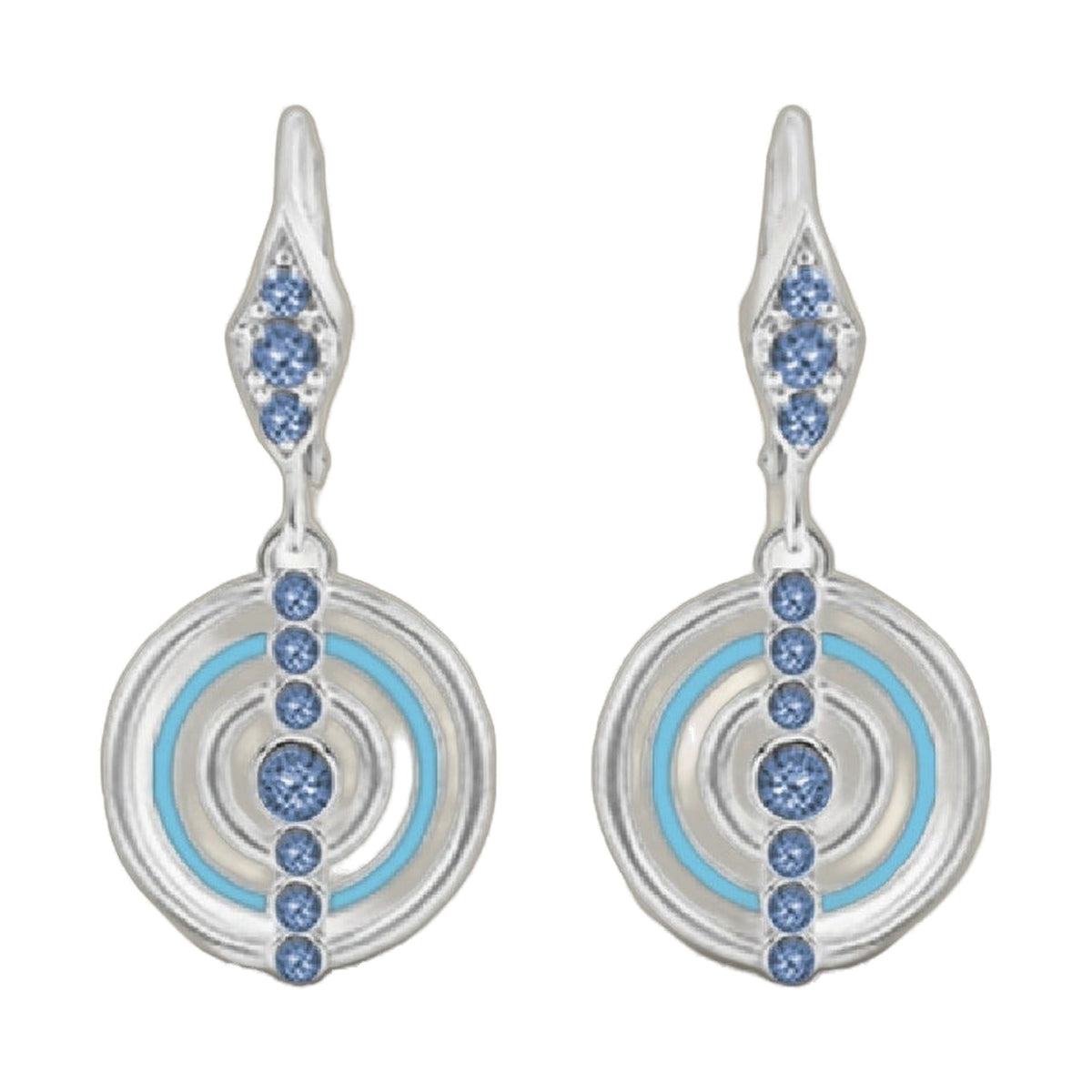 Egyptian Queen earrings by Lauren G Adams; silver teardrop dangle with blue stones, pair on Tampa Home & Garden Store