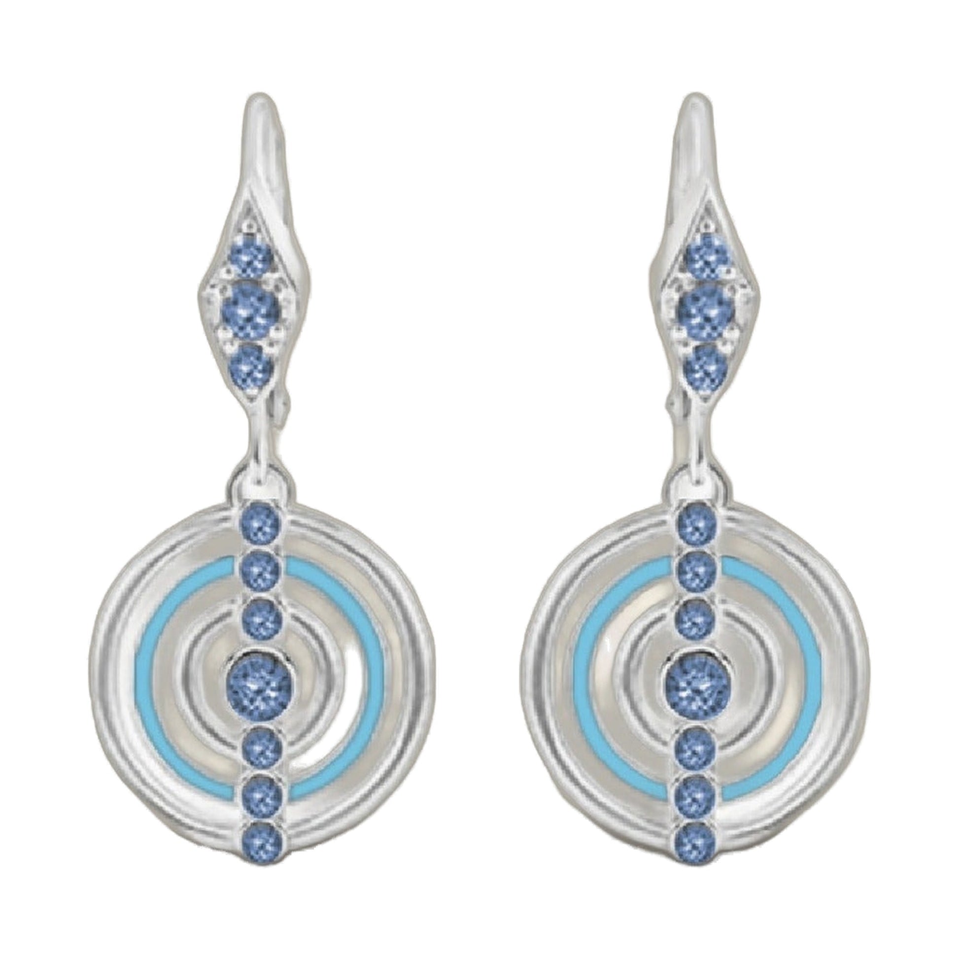 Egyptian Queen earrings by Lauren G Adams; silver teardrop dangle with blue stones, pair on Tampa Home & Garden Store