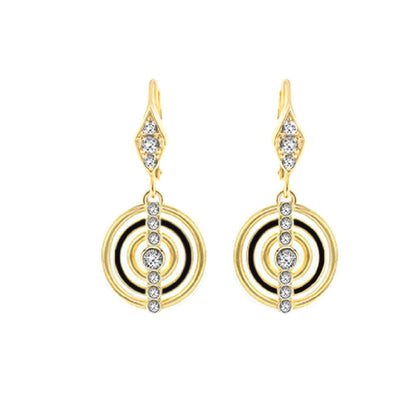 Egyptian Queen Earrings by Lauren G Adams, gold-tone diamond accents and concentric hoops on Tampa Home & Garden Store