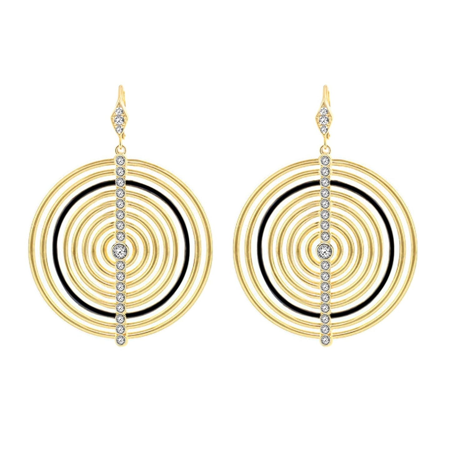Egyptian Queen Earrings pair, vintage gold spiral hoops with crystal line by Lauren G Adams on Tampa Home & Garden Store
