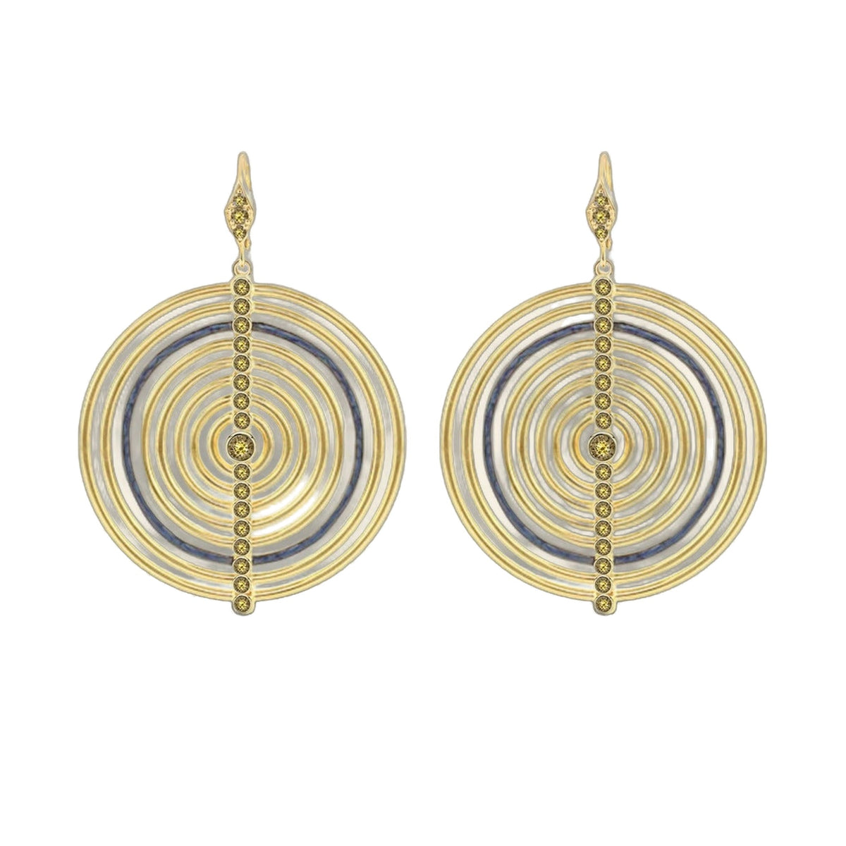 Egyptian Queen Earrings by Lauren G Adams, vintage gold-tone concentric hoops with enamel on Tampa Home & Garden Store
