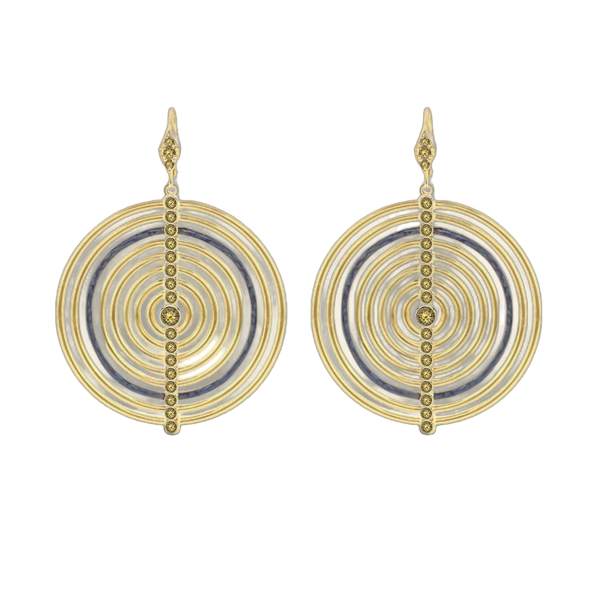 Egyptian Queen Earrings by Lauren G Adams, vintage gold-tone concentric hoops with enamel on Tampa Home & Garden Store