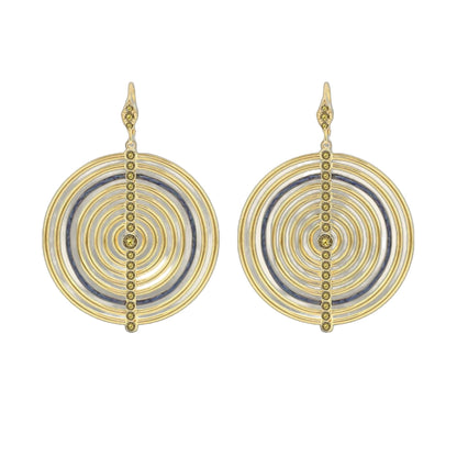 Egyptian Queen Earrings by Lauren G Adams, vintage gold-tone concentric hoops with enamel on Tampa Home & Garden Store