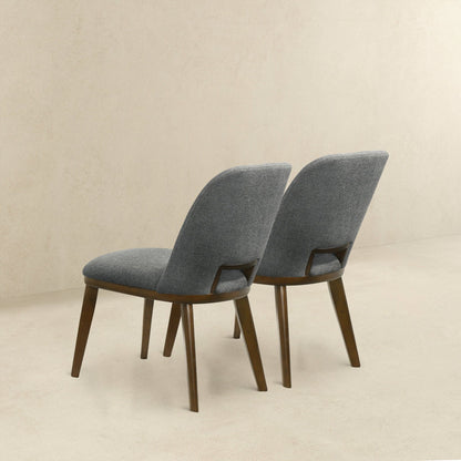 Modern dining chairs set of 2 with gray fabric upholstery and walnut bases on Tampa Home & Garden Store