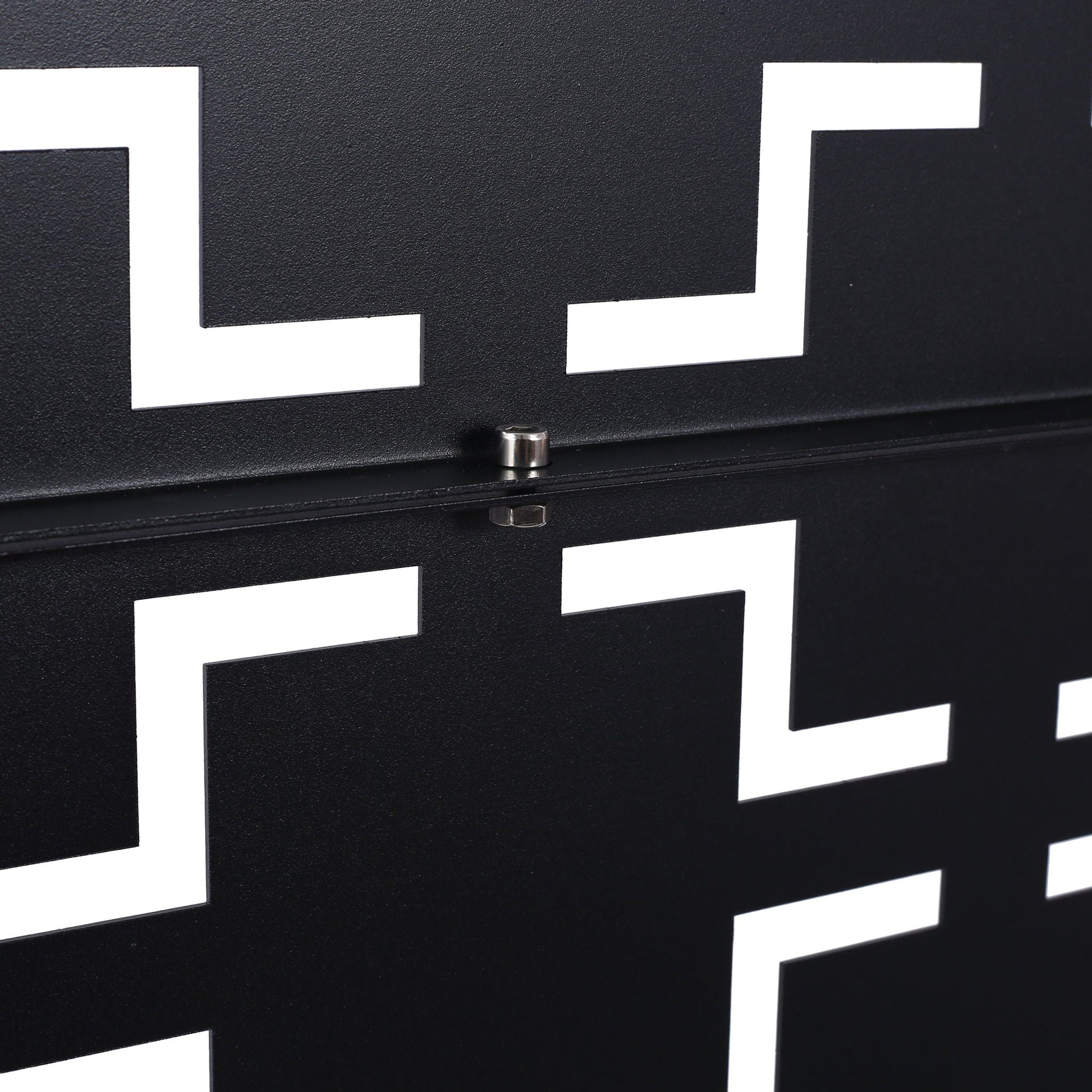 Outdoor & Indoor Metal Privacy Freestanding Decorative Screen black metal panel with geometric cutout pattern on Tampa Home & Garden Store