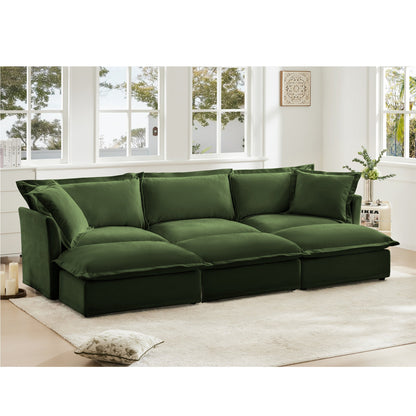 Slipcovered Chenille Sofa and Ottoman Set