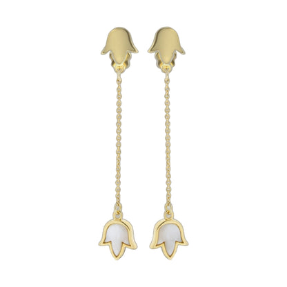 Lauren G Adams Petit Gateau earrings gold-tone drop pair with white shell inlays on Tampa Home & Garden Store