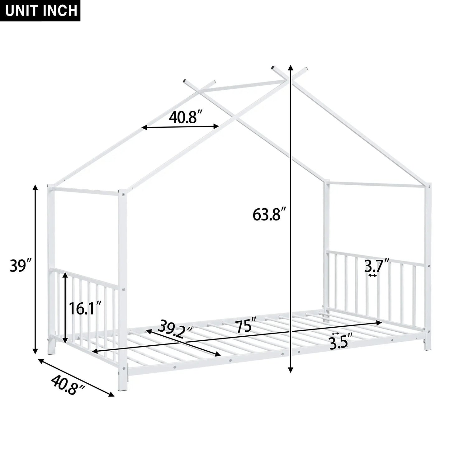 Metal House Platform Bed with white metal frame and modern canopy by Unique Piece Furniture on Tampa Home & Garden Store