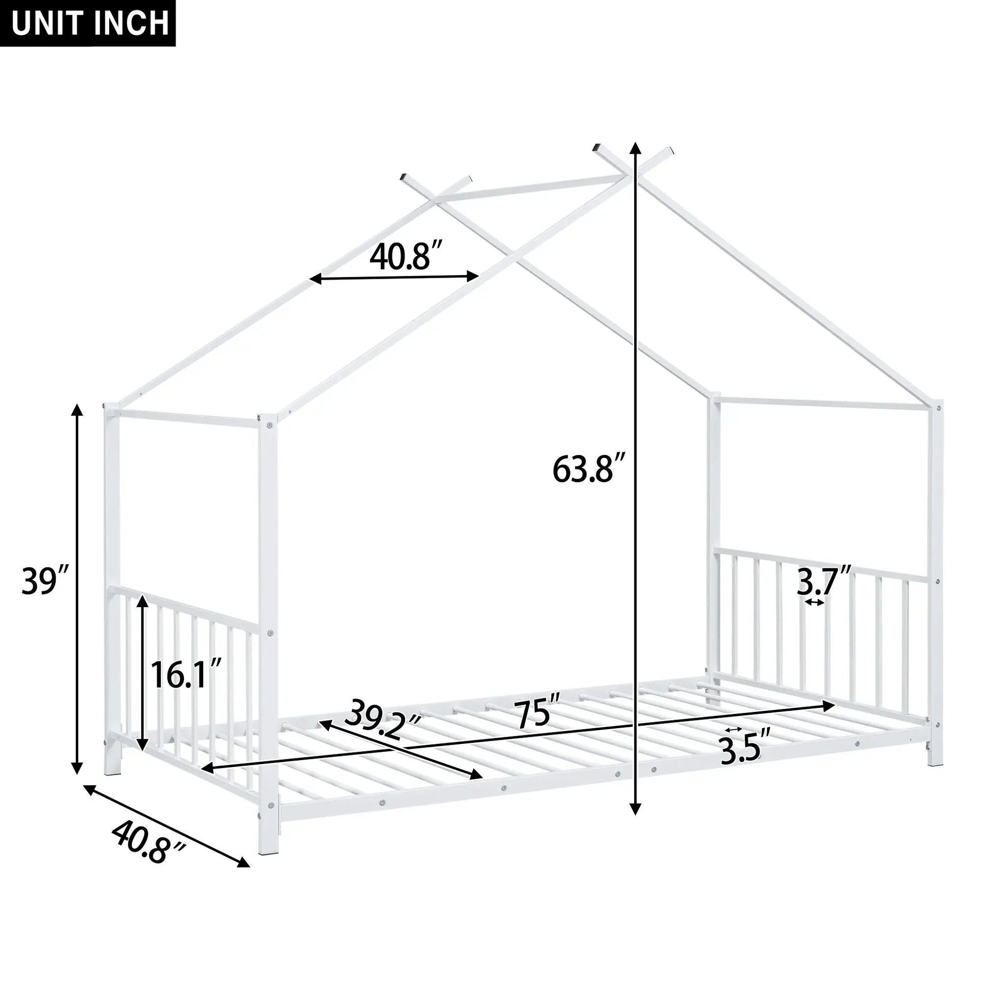 Metal House Platform Bed with white metal frame and modern canopy by Unique Piece Furniture on Tampa Home & Garden Store