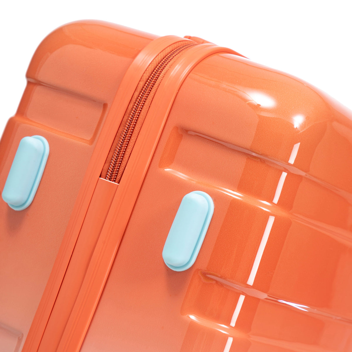 3-Piece Spinner Wheel Luggage Set HouseOfZazla orange case with light blue zipper pulls on Tampa Home & Garden Store