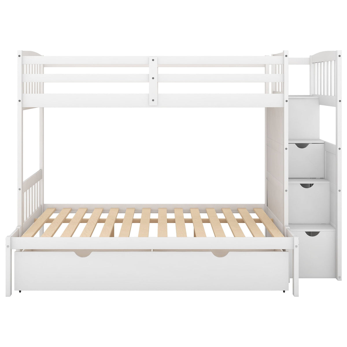 Bunk bed white by HouseOfZazla featuring a convertible bottom bed, storage drawers and shelves on Tampa Home & Garden Store