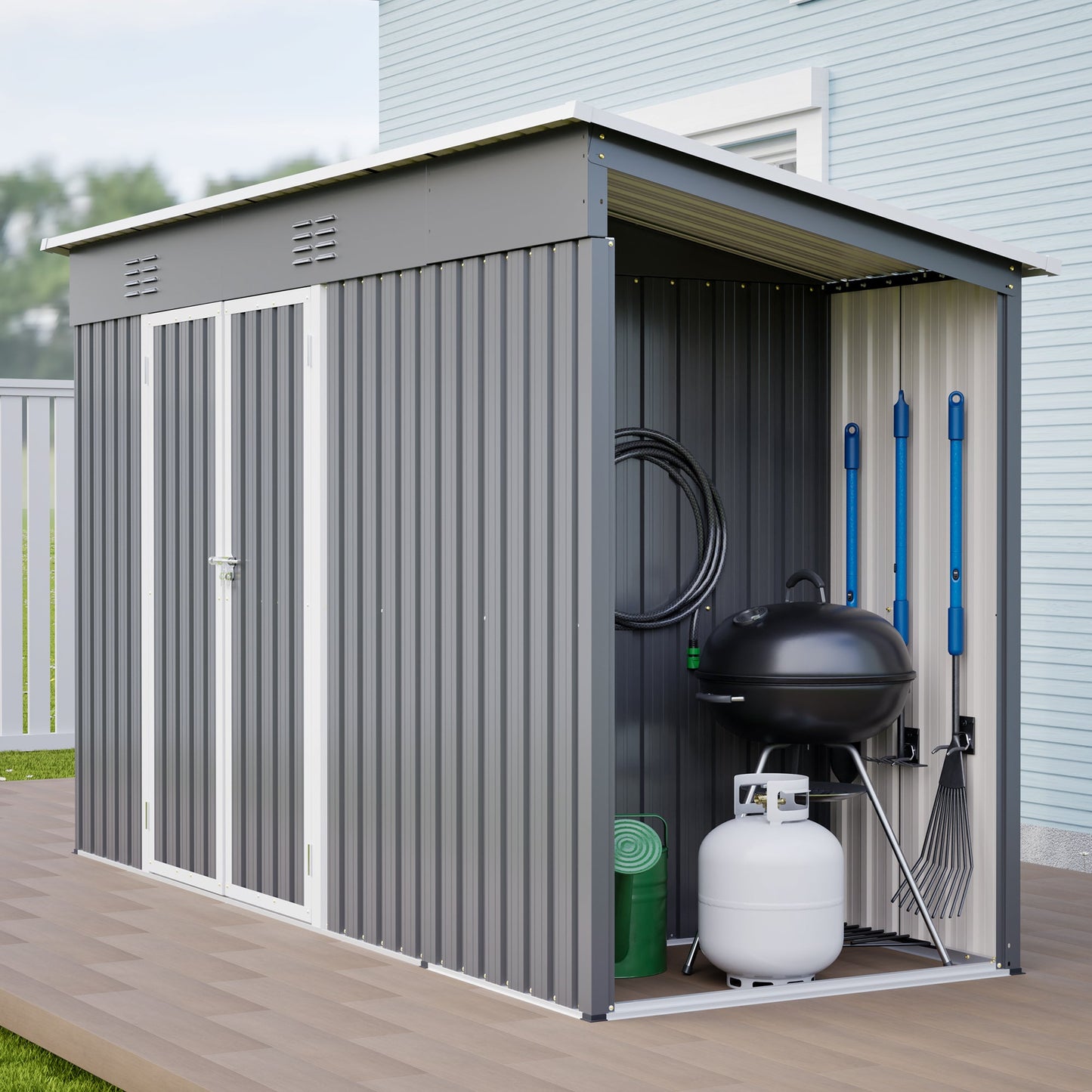 Outdoor Metal Shed with Lockable Door and Floor