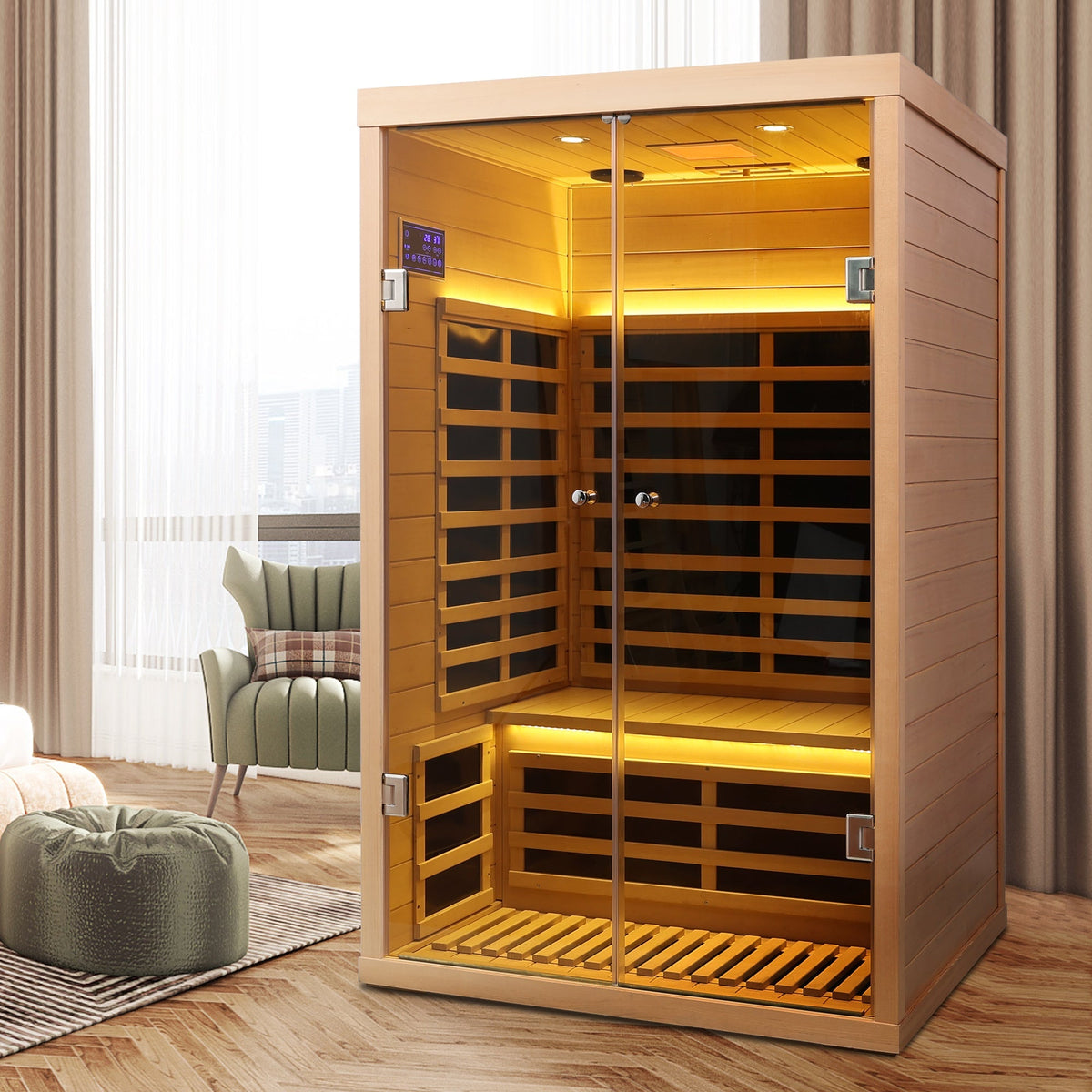 Hemlock infrared double sauna room with glass doors, 2-person luxury by HouseOfZazla on Tampa Home & Garden Store