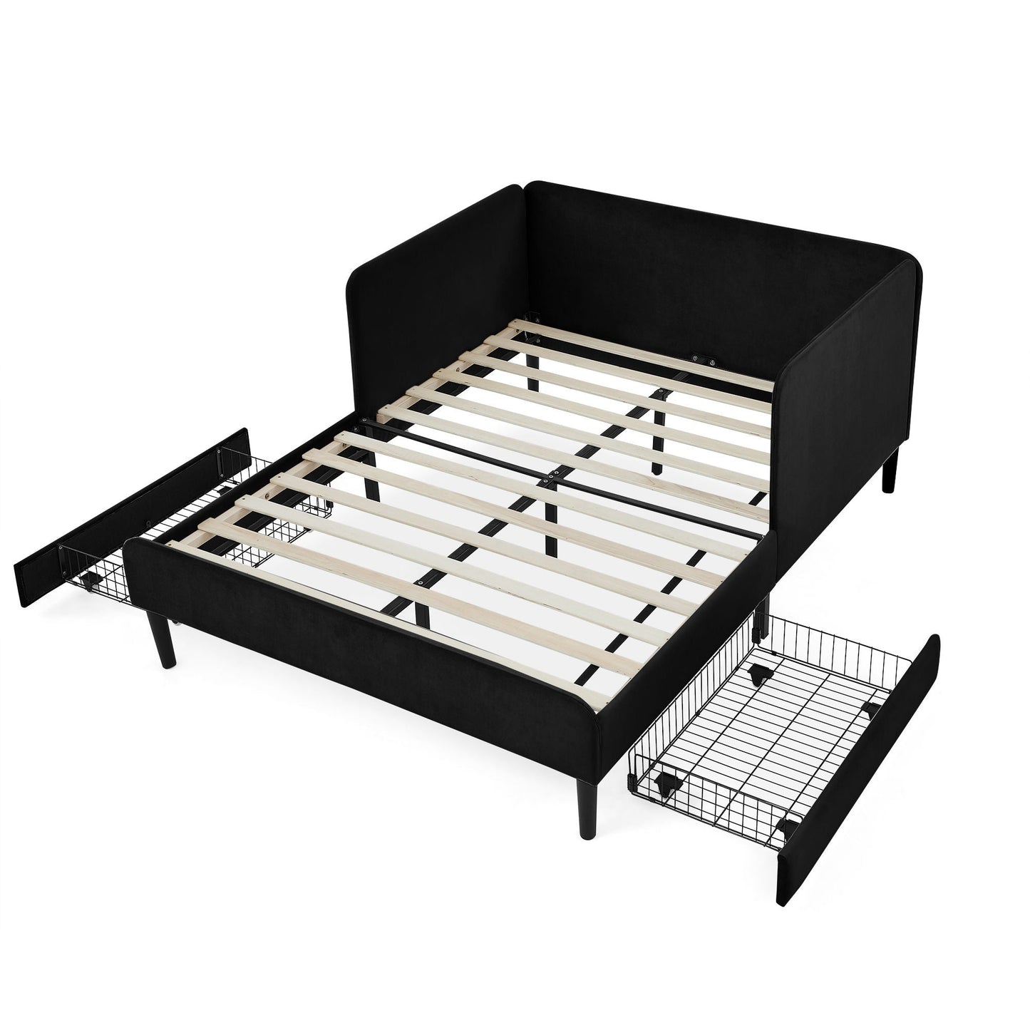 Upholstered Platform Sofa Bed with Drawers