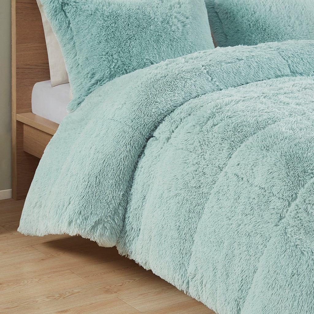 Shaggy Long Fur Comforter Mini Set for Twin Beds