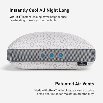 BedGear Frost Pillow 3.0 King cooling pillow with white dotted cover and blue piping bedgear tag on Tampa Home & Garden Store