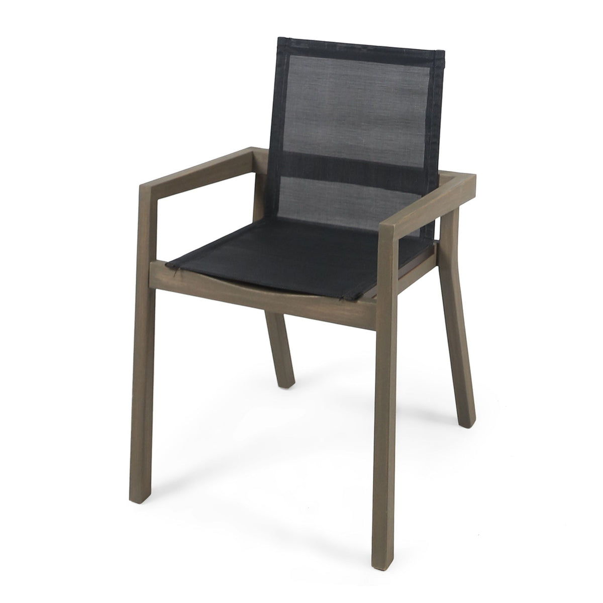 HouseOfZazla Belfast dining chairs set with mesh seating, acacia wood frame, outdoor set of 2 on Tampa Home & Garden Store
