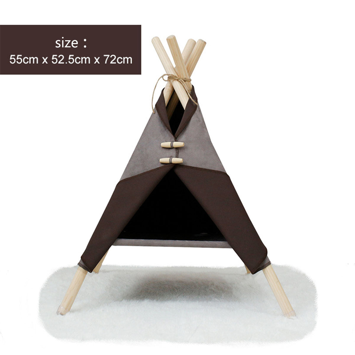 Cat tent bed frame by Sell My Stuff in gray/brown fabric with wooden poles on Tampa Home & Garden Store