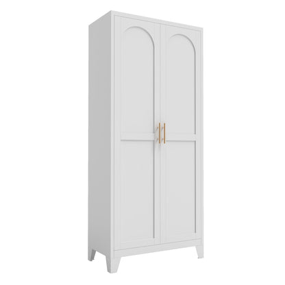 Shapely Doors Cabinet triple wardrobe in light gray metal with arched door panels on Tampa Home & Garden Store