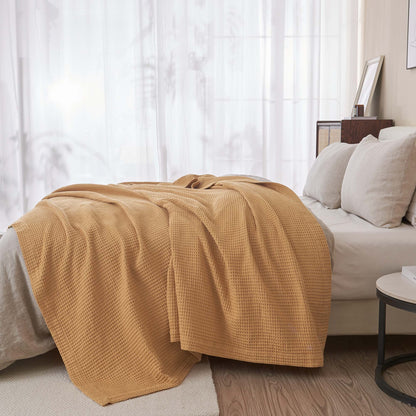 Organic Cotton And Waffle Weave Throw Blanket