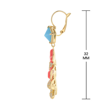 Pretty Little Things Coral Dangle Earrings by Lauren G Adams, gold-tone hoop with blue triangle on Tampa Home & Garden Store