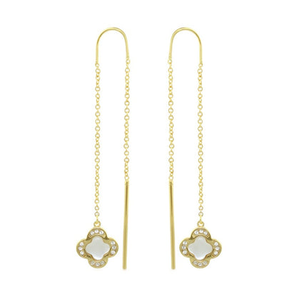 Marilyn Clover Earrings, gold-tone threader with crystal-quatrefoil charms by Lauren G Adams on Tampa Home & Garden Store