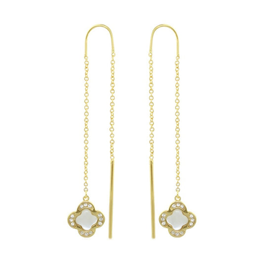 Marilyn Clover Earrings, gold-tone threader with crystal-quatrefoil charms by Lauren G Adams on Tampa Home & Garden Store
